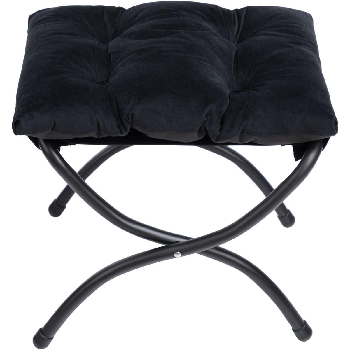 Ohrensessel mit Hocker | Samt Relaxsessel Wohnzimmer Sessel Schwarz