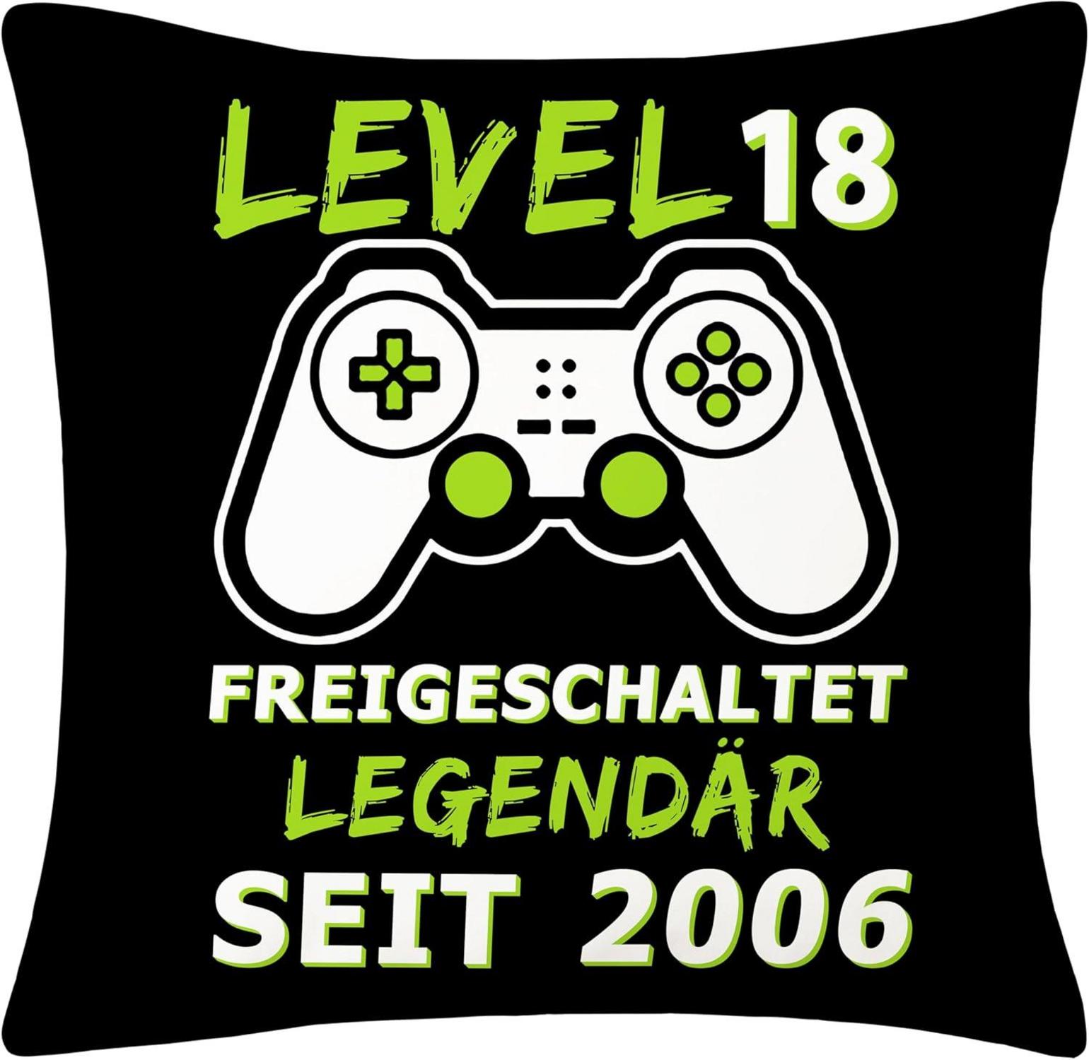 Gaming Kissenbezug 18. Geburtstag Junge Level 18 Geschenk