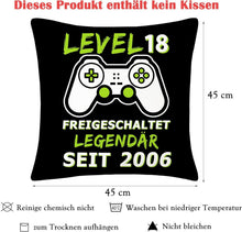 Gaming Deko Kissen 18. Geburtstag Junge Geschenk Schwarz
