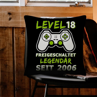 Merclix 18. Geburtstag Junge Gaming Kissenbezug 45x45 Schwarz