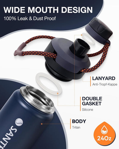 Isolierte Edelstahl Trinkflasche 500ML | Auslaufsicher