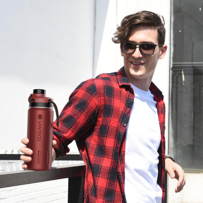 Isolierflasche Edelstahl Auslaufsicher BPA-frei 710ML Rot Ocker