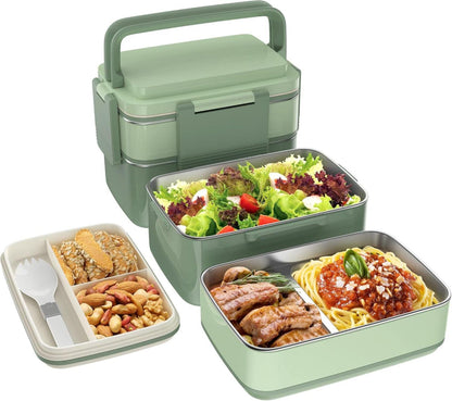 Bento Box Lunchbox Erwachsene Edelstahlfach Auslaufsicher 1500ml Grün