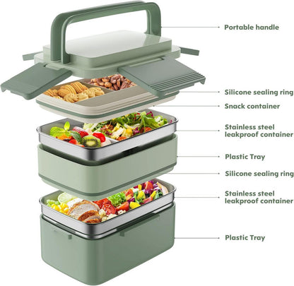 WayEee Bento Box Lunchbox Erwachsene Edelstahl Auslaufsicher
