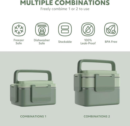 WayEee Bento Box Lunchbox Edelstahlfach Auslaufsicher 1500ml