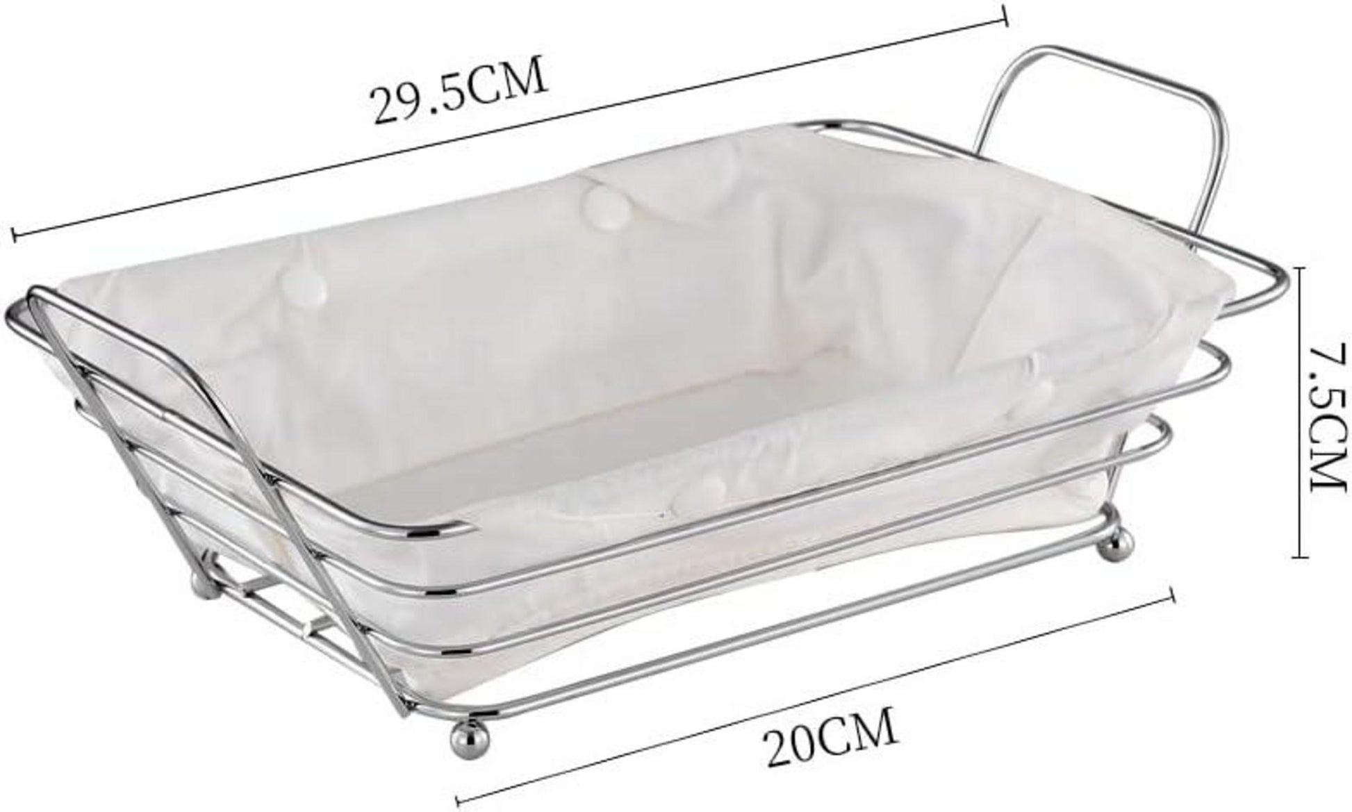 Brötchenkorb mit Stoffeinsatz Metall Servierkorb Brotkorb 30 cm, Silber