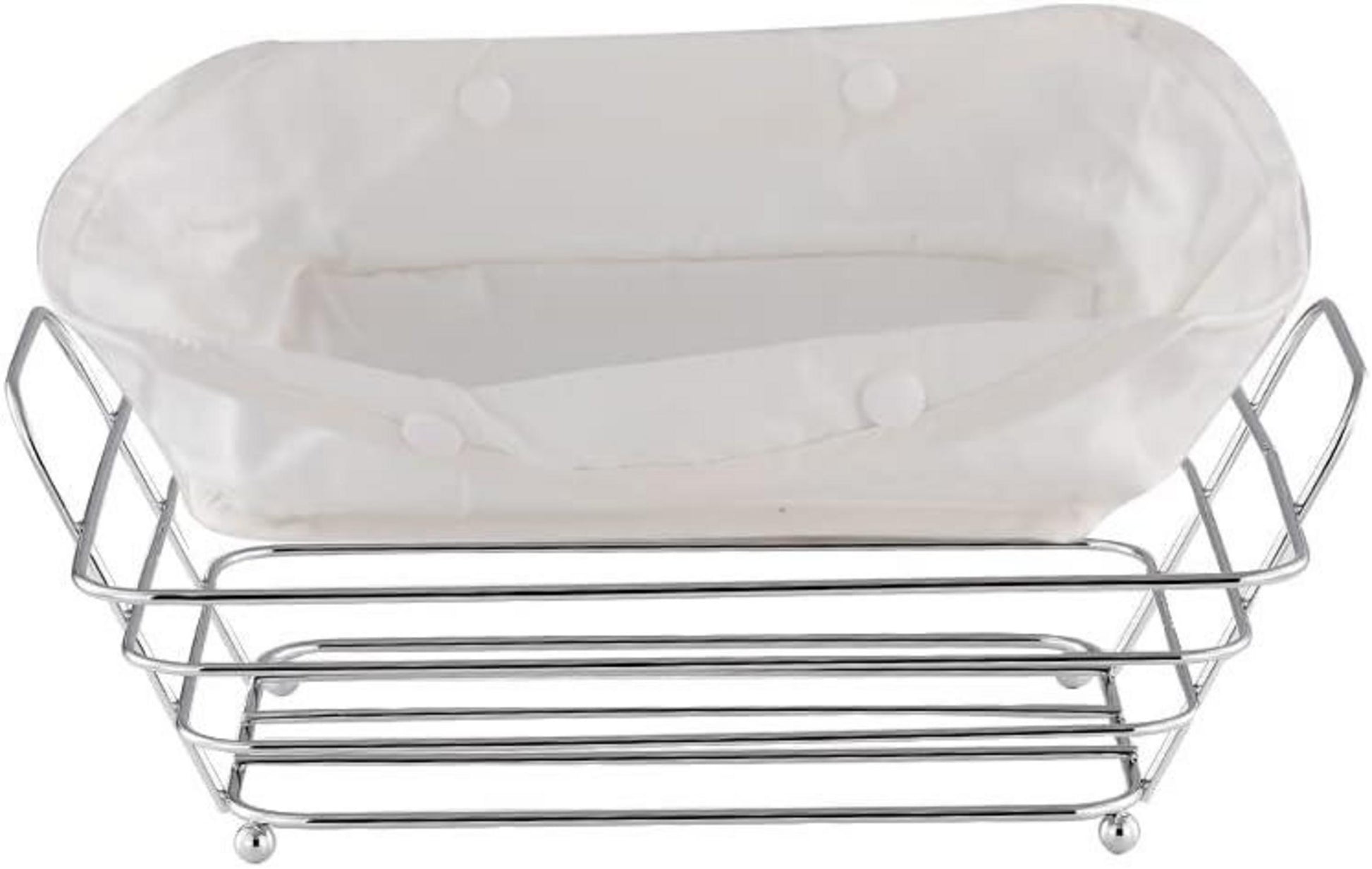 Brötchenkorb Metall Stoffeinsatz 30cm Brotkorb Silber