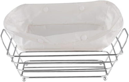 Brötchenkorb Metall Stoffeinsatz 30cm Brotkorb Silber