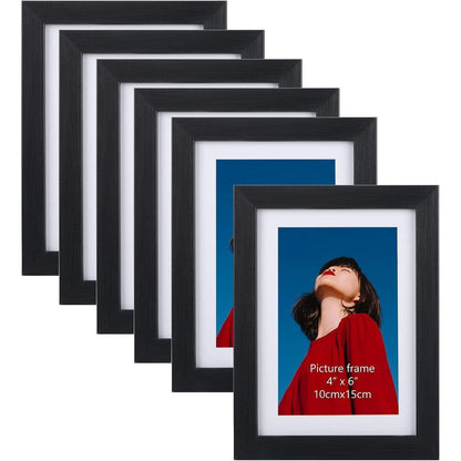 Bilderrahmen 10x15 cm Schwarz 6er-Set für Wand und Tisch