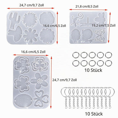 Silikonform Epoxidharz Ohrringe & Anhänger Set mit Zubehör