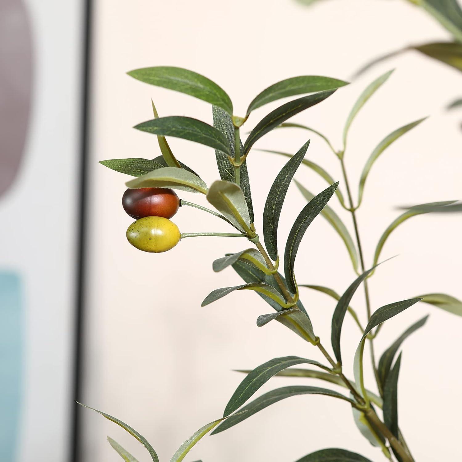 Künstlicher Olivenbaum 150cm mit Topf, Kunstpflanze Grün