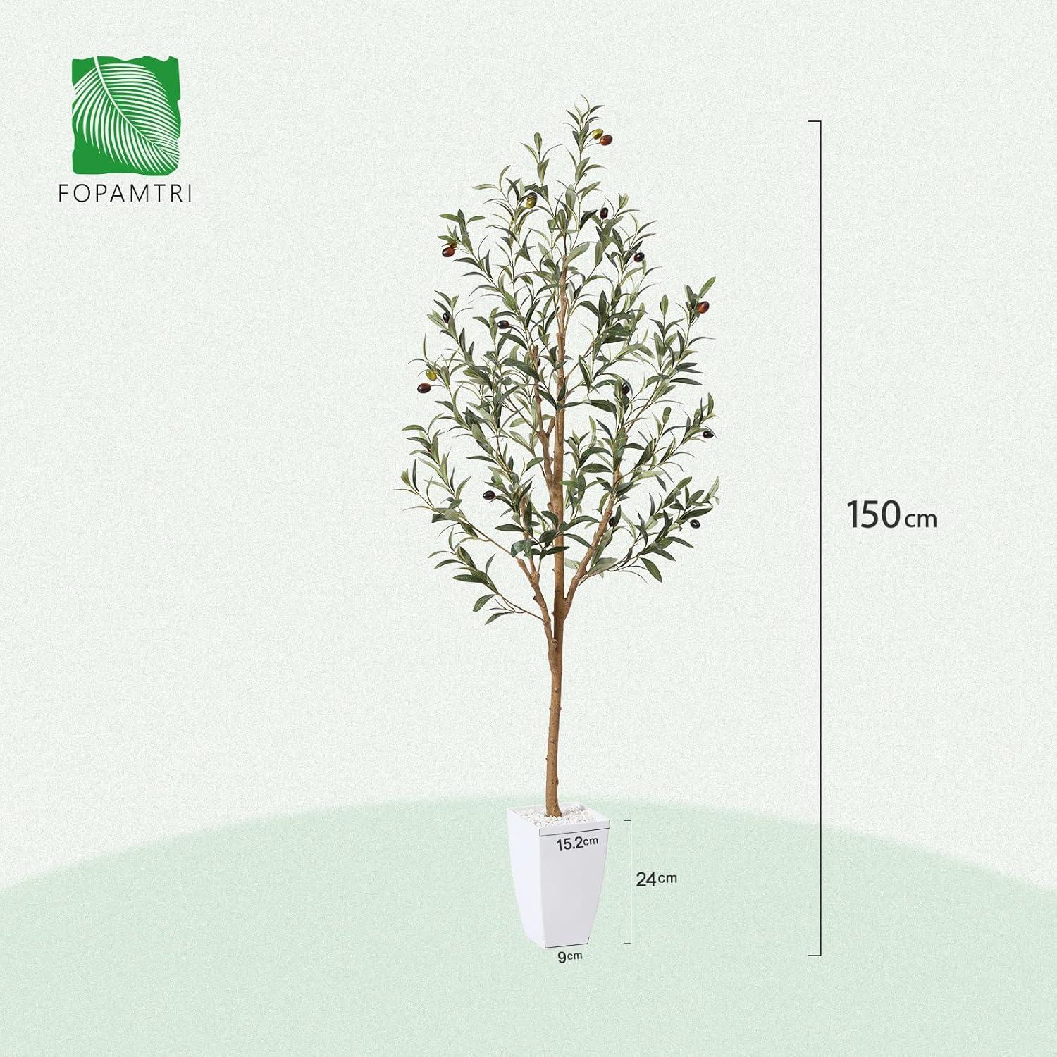 Künstlicher Olivenbaum 150cm Grün Kunstpflanze mit Früchten Topf