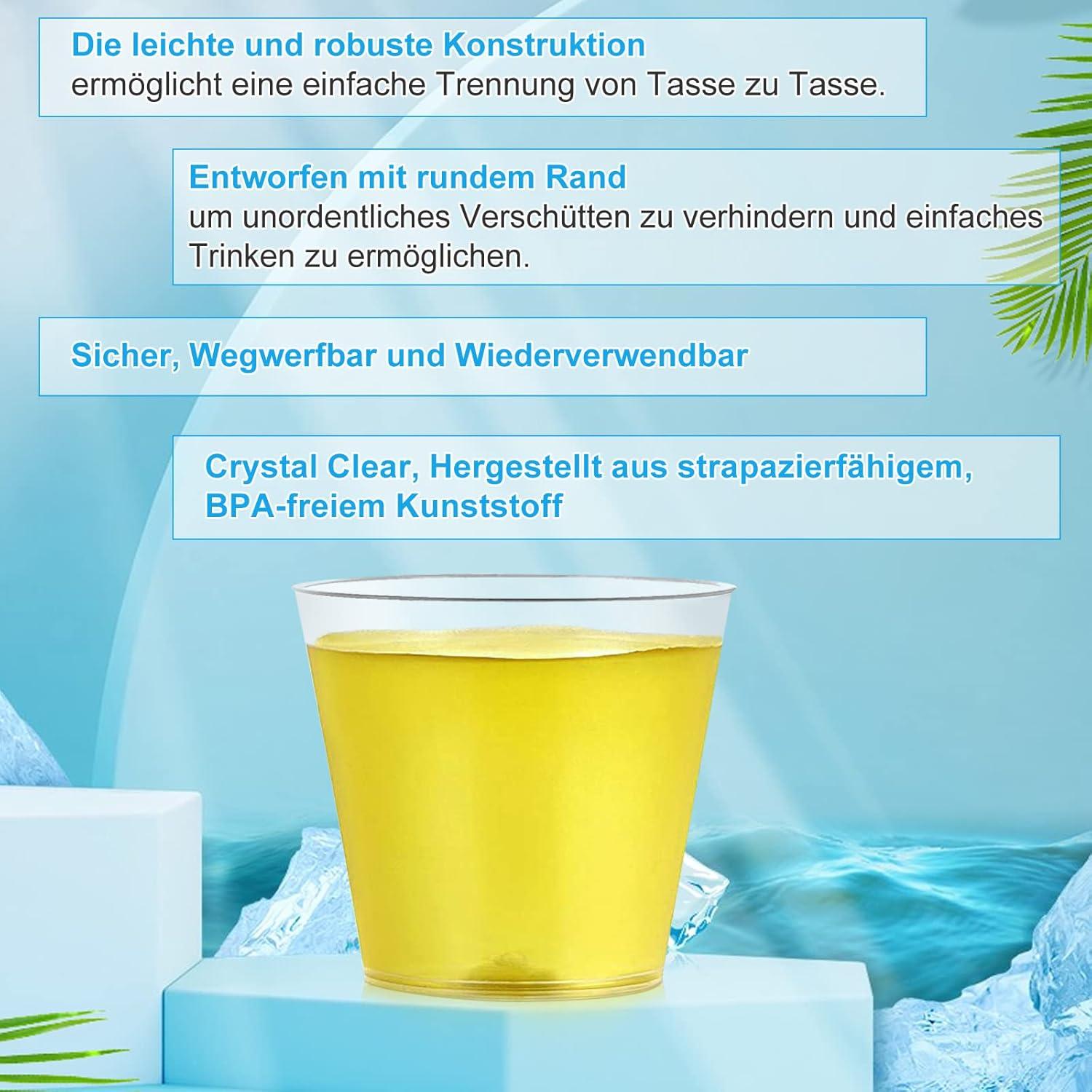 200x 30ml Plastik Shotgläser BPA-frei, Partybecher Transparent