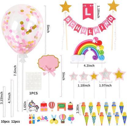 Tortendeko Schulanfang Mädchen Einschulung Kuchen Topper