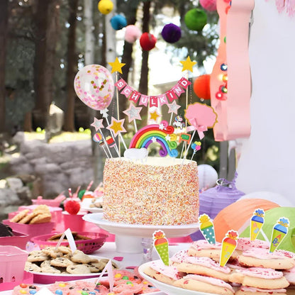 iZoeL Einschulung Mädchen Tortendeko Rosa Schulkind ABC Ballon Cupcake