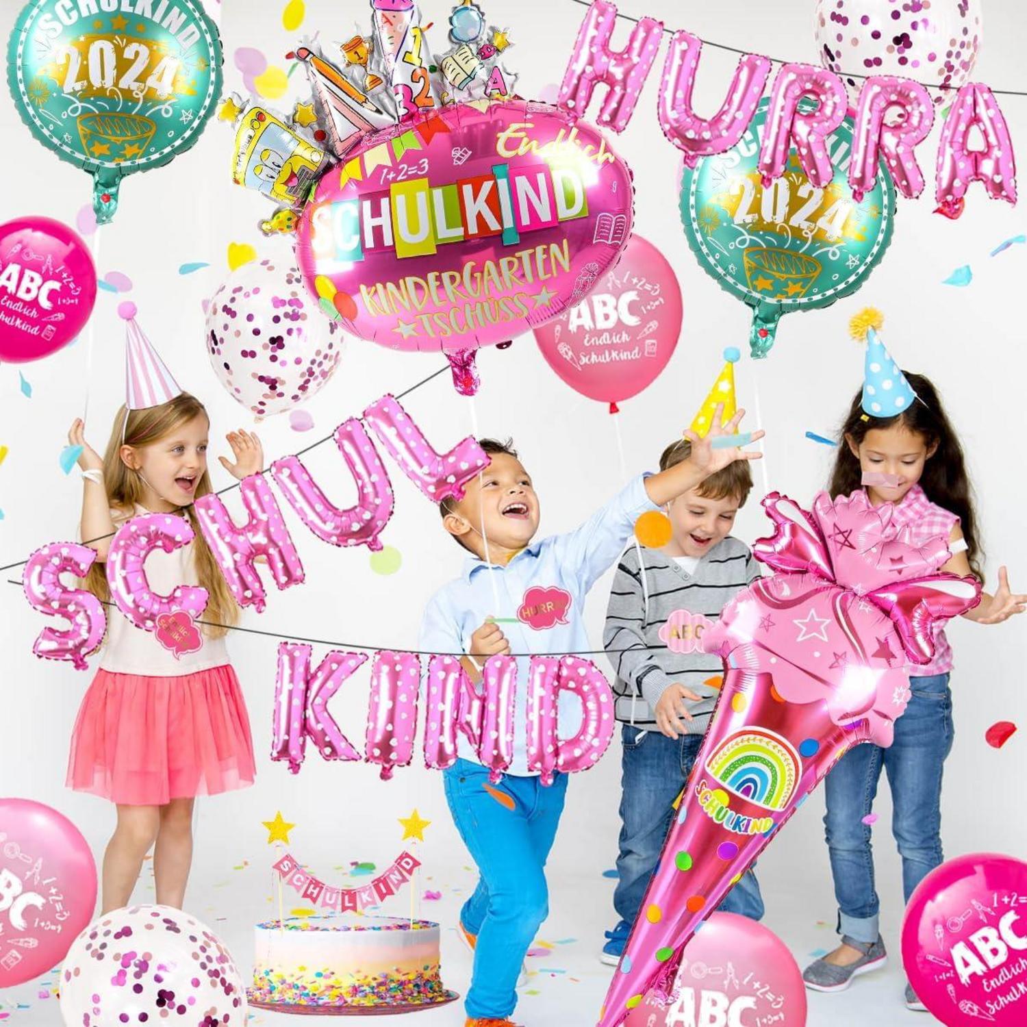 Einschulung Deko Mädchen Luftballon 16 Konfetti Schulanfang Girlande