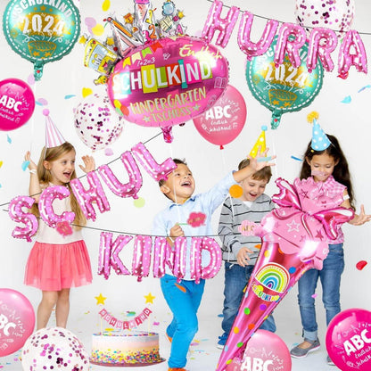 Einschulung Deko Mädchen Luftballon 16 Konfetti Schulanfang Girlande