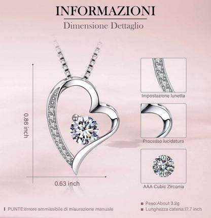 Stabilisierte Rote Rose mit Herz Halskette in Luxusbox
