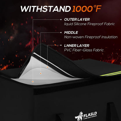 FLASLD Feuerfeste Lipo-Tasche 200Ah Lithium-Batterie Lagerung 560x230x245mm
