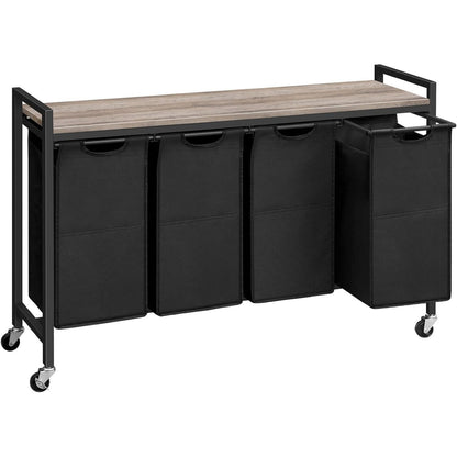 Wäschekorb mit Ablage und Rollen 4x39,8L Oxford-Gewebe