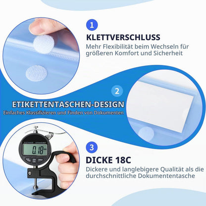 Registermappe A4, 14er Set, 7 Farben – Abheftbare Dokumententaschen