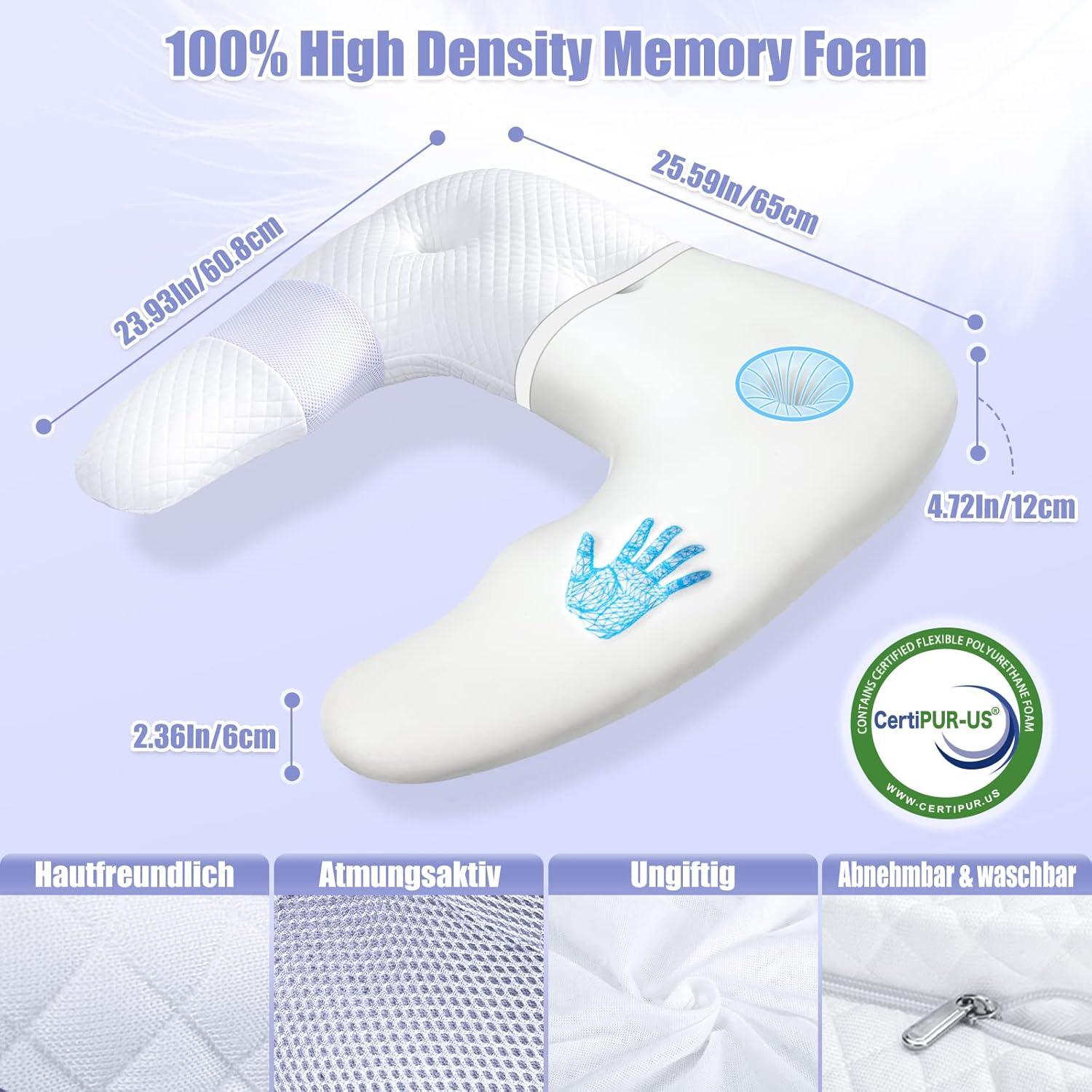 Orthopädisches Memory Foam Nackenkissen U-Form Weiß 60,8 × 65 × 12 CM