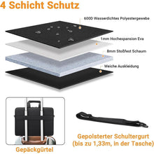 Laptoptasche 14 Zoll wasserdicht mit Schultergurt und Gepäckgurt