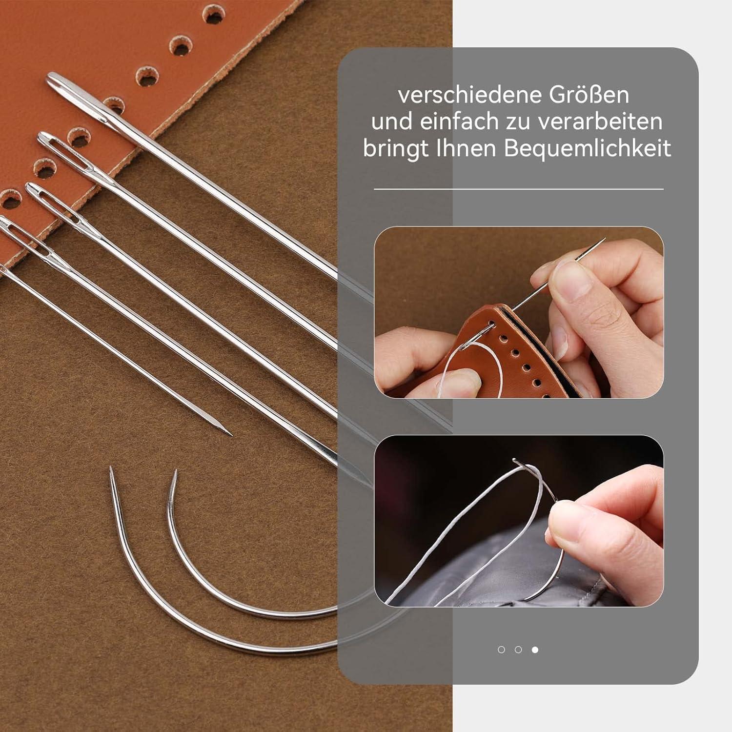Leder 150D Wachsfaden Garn Nähnadeln Set Ledernähgarn Reparieren Hellgrau