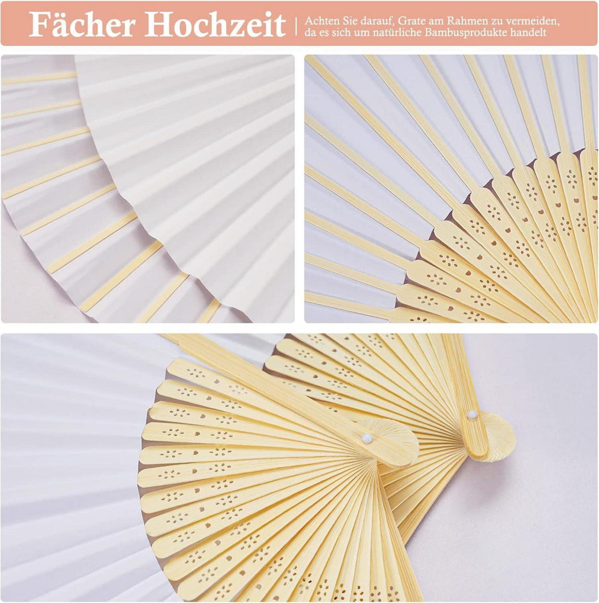ZOOI 12er Pack Weiße Handfächer für Hochzeit und Party
