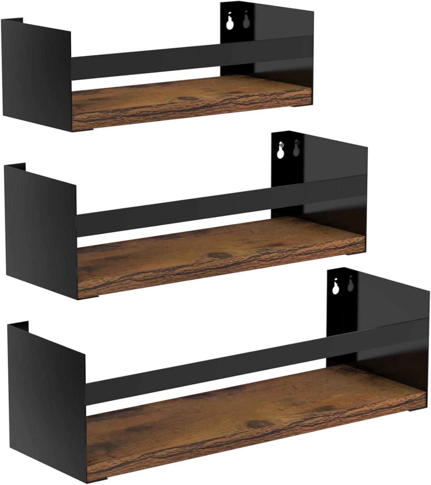 Schwarze Schweberegale 3er Set 40cm - Stilvolle Wandregale für Küche