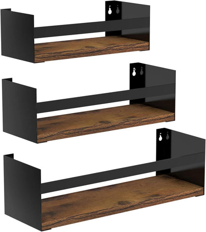 Schwarze Schweberegale 3er Set 40cm - Stilvolle Wandregale für Küche