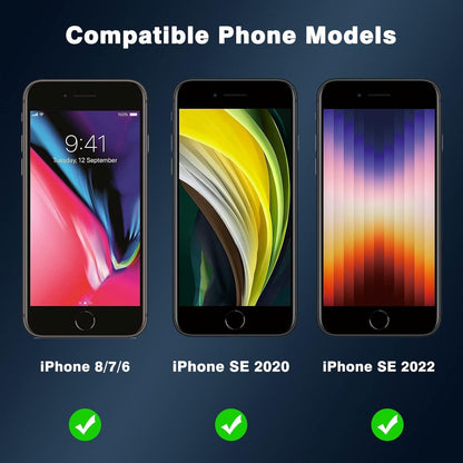 Schutzglas für iPhone SE/8/7/6 mit Rahmen, 2 Stück