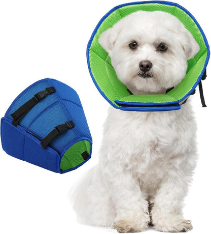 Halskrause Hund Leckschutz Schutzkragen Einstellbar Blau M