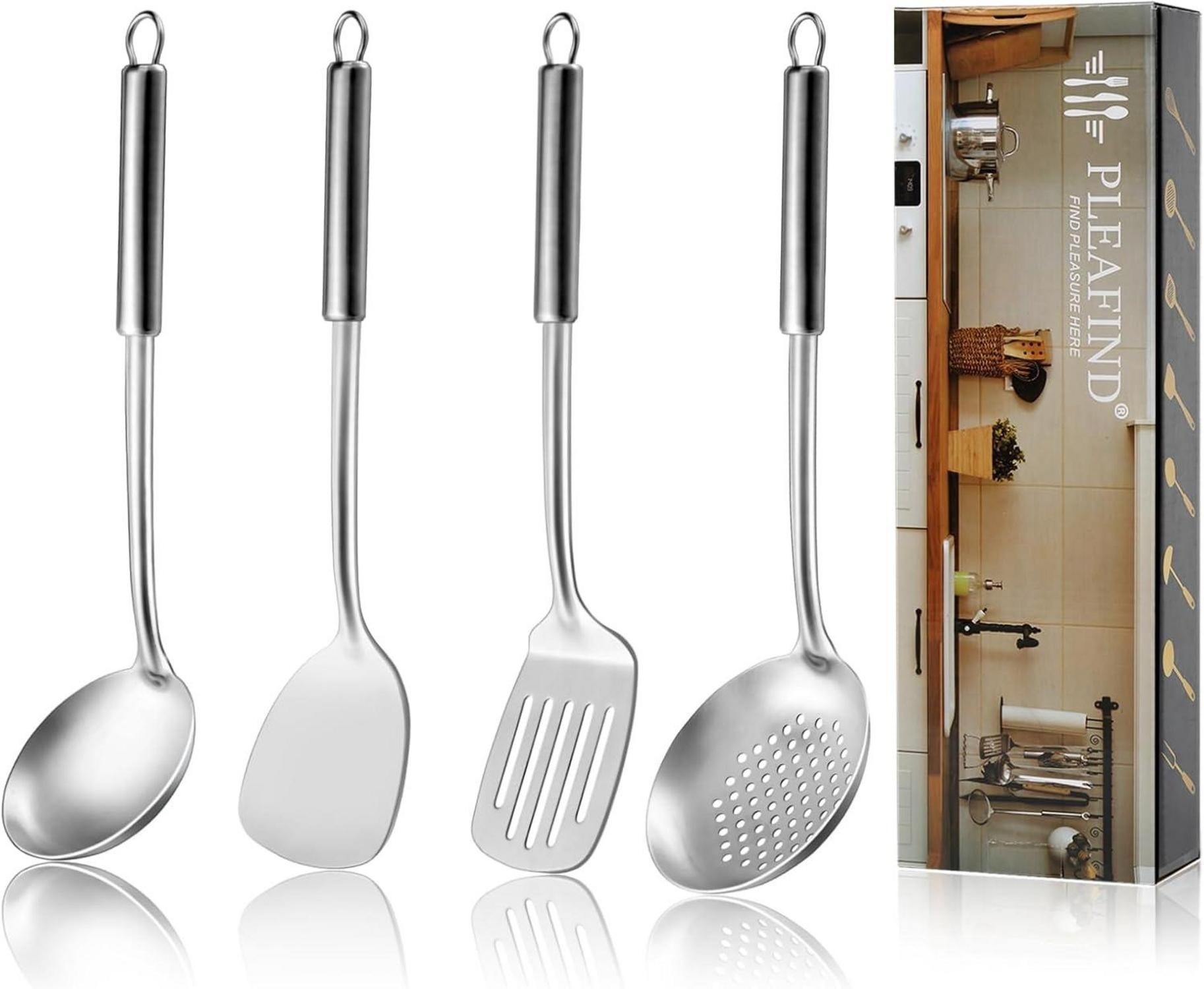 Kochutensilien Set 4-teilig 304 Edelstahl Suppenkelle Schaumlöffel