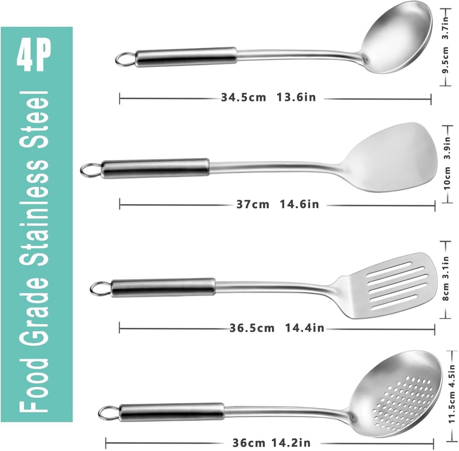 Pleafind 4-teiliges Edelstahl Kochutensilien Set