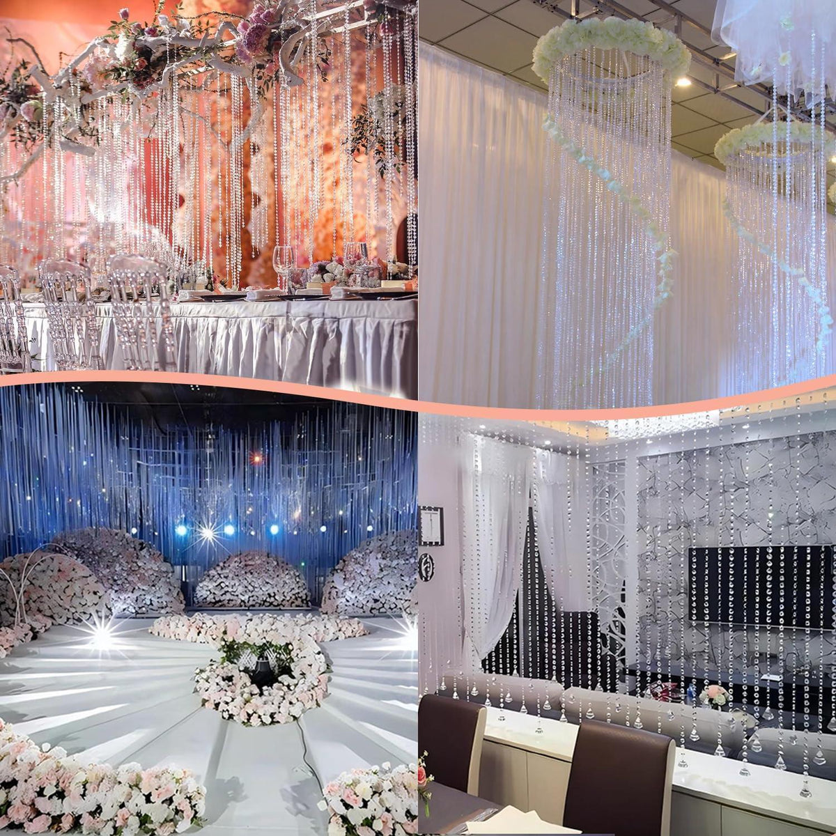 Kristallperlen Girlande 30m – Hochzeit, Party & DIY Deko