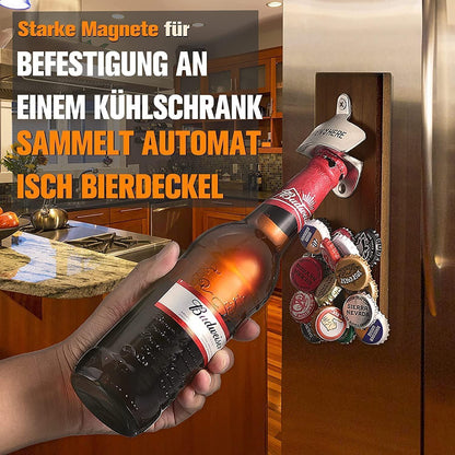 Flaschenöffner Wand Holz Magnet Bier Geschenk Männer Freund