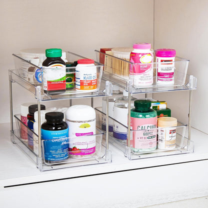 Vtopmart Doppelschicht Spülschrank Organizer 2er Pack - Küche Badezimmer Schließfach