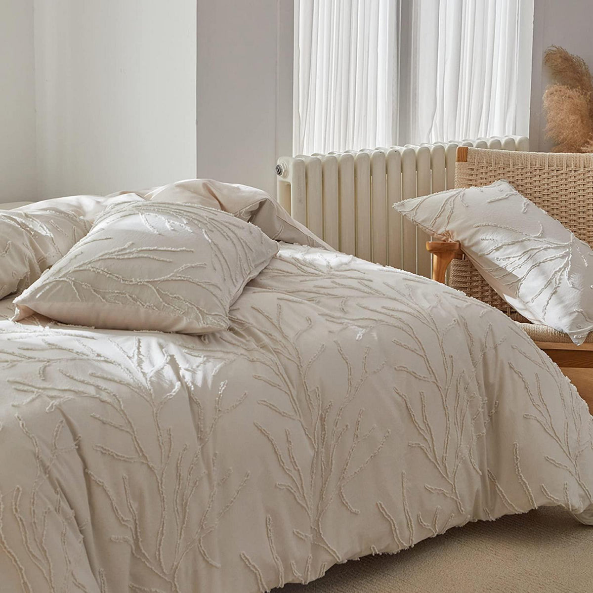 GETIYA Zweig Bettwäsche Set 135x200 Beige Mikrofaser