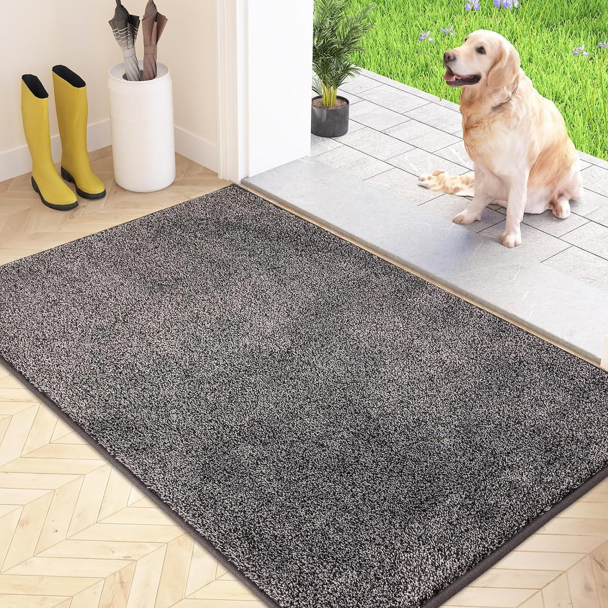 Schmutzfangmatte Innen rutschfeste Fußmatte 86x150cm waschbar Hellgrau