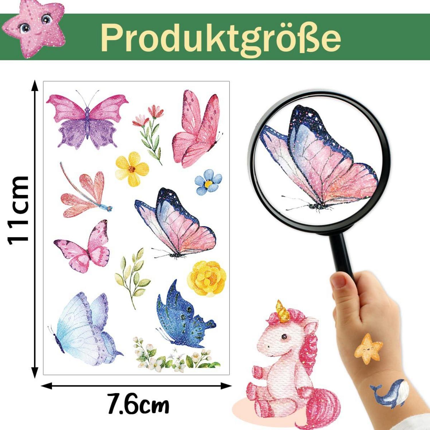 Glitzertattoo Set Kinder 300+ Dino Meerjungfrau Einhorn