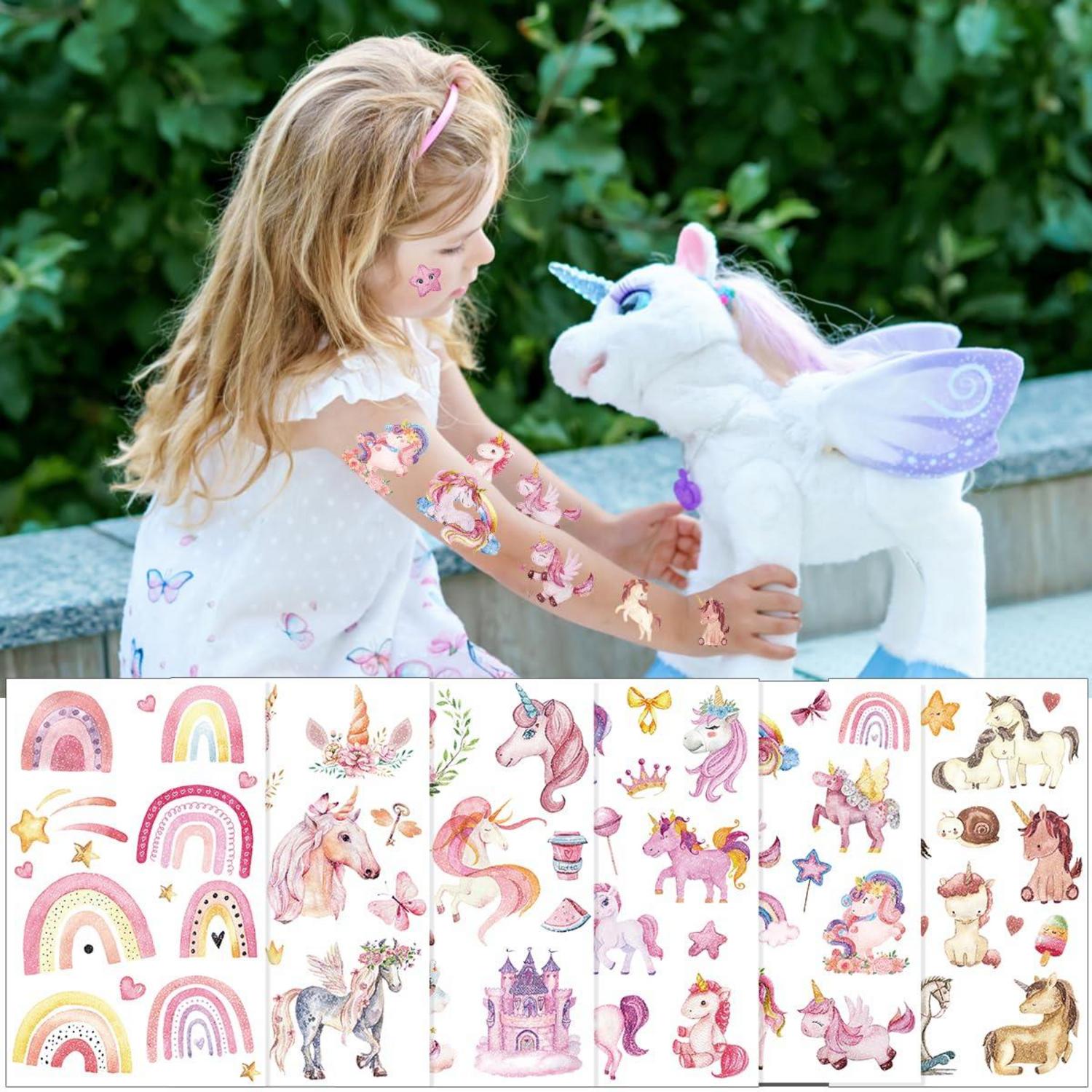 Glitzertattoo Set Kinder Dino Einhorn Meerjungfrau