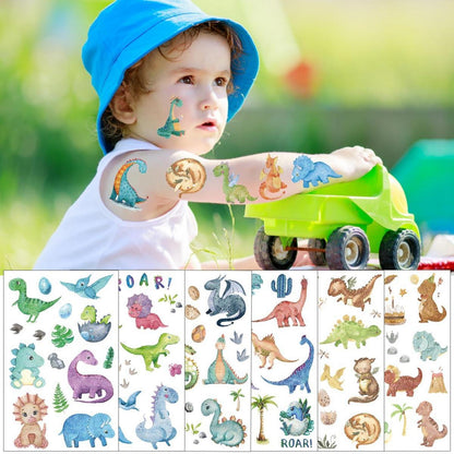 Glitzertattoos Kinder Set Dino Einhorn Meerjungfrau - Hautfreundlich