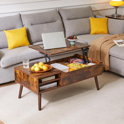 Couchtisch Höhenverstellbar Ausziehbar für Wohnzimmer Vintage Braun