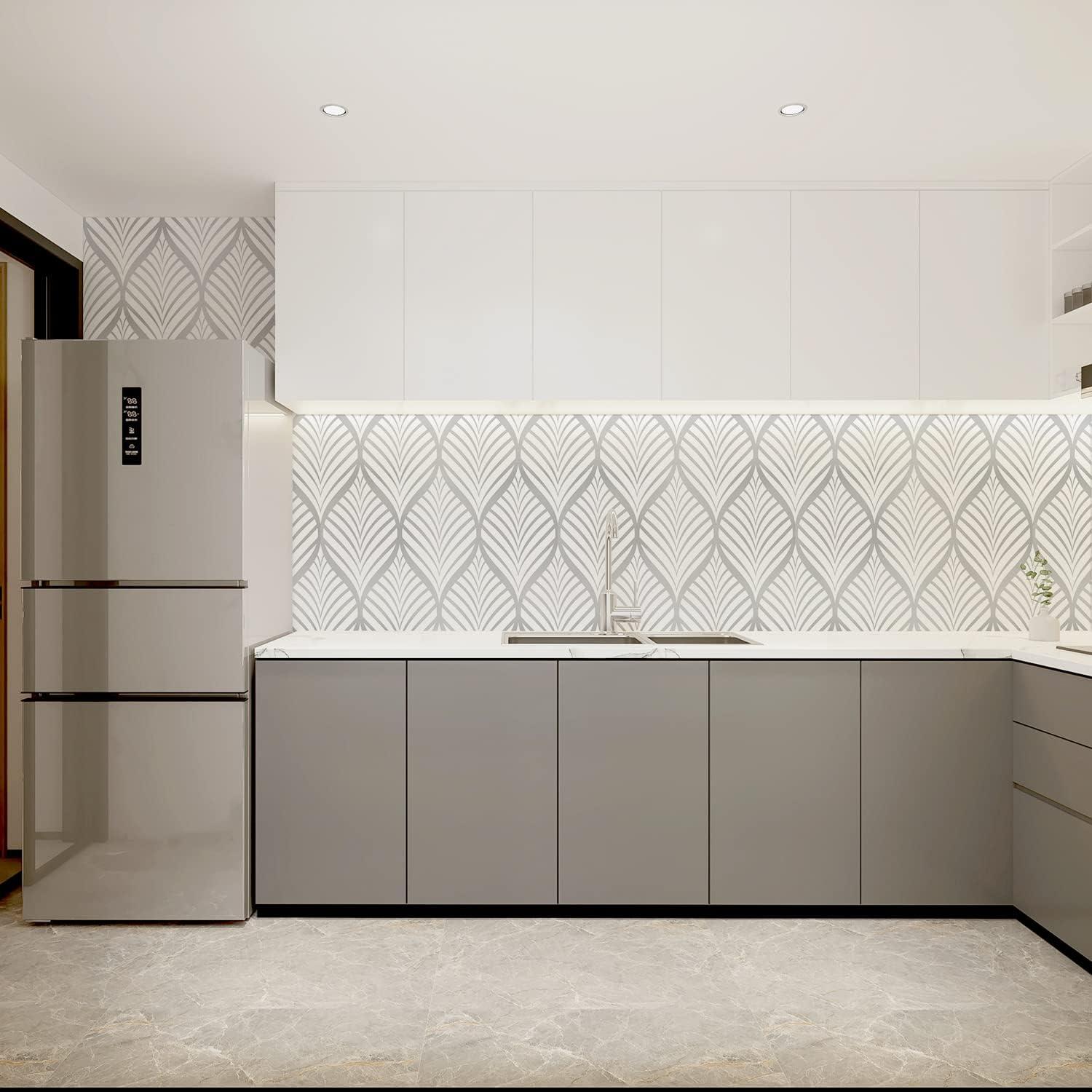 Moderne Geometrische Selbstklebende Tapete für Badezimmer Wohnzimmer Küche 44,5x500 cm