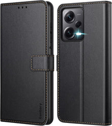 Handyhülle Xiaomi Redmi Note 12 Pro+ Leder Klapphülle Schwarz