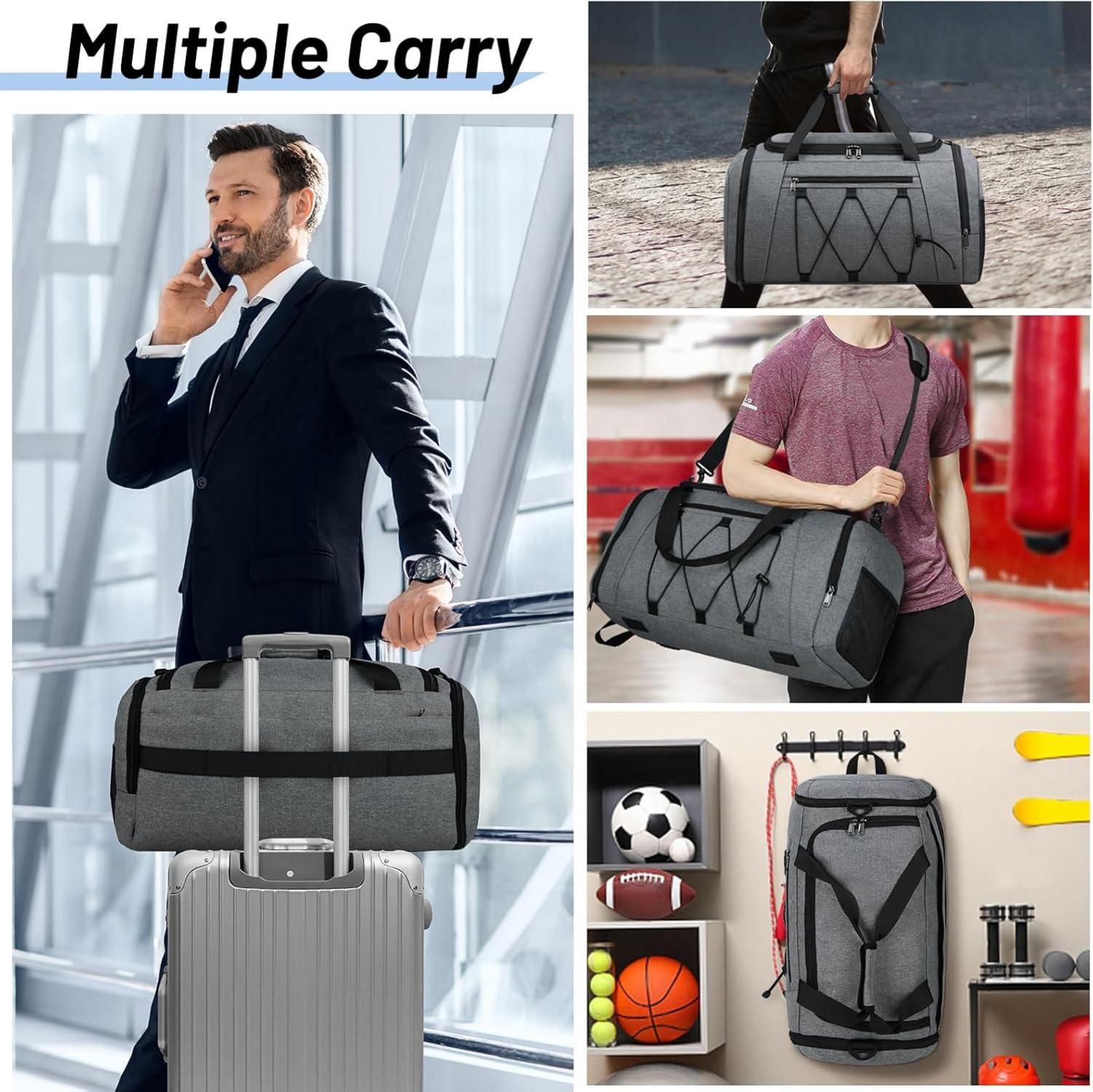 NUBILY Sporttasche Herren Damen 40L Wasserdicht Trainingstasche Grau