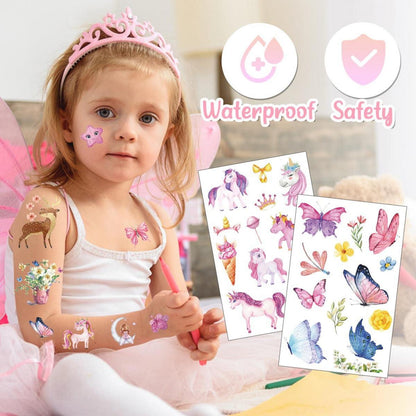 Glitzertattoos Kinder Set 200+ Einhorn Meerjungfrau Schmetterling Tier