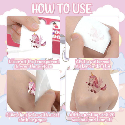 Glitzertattoos Kinder Set Einhorn Meerjungfrau Schmetterling Tier