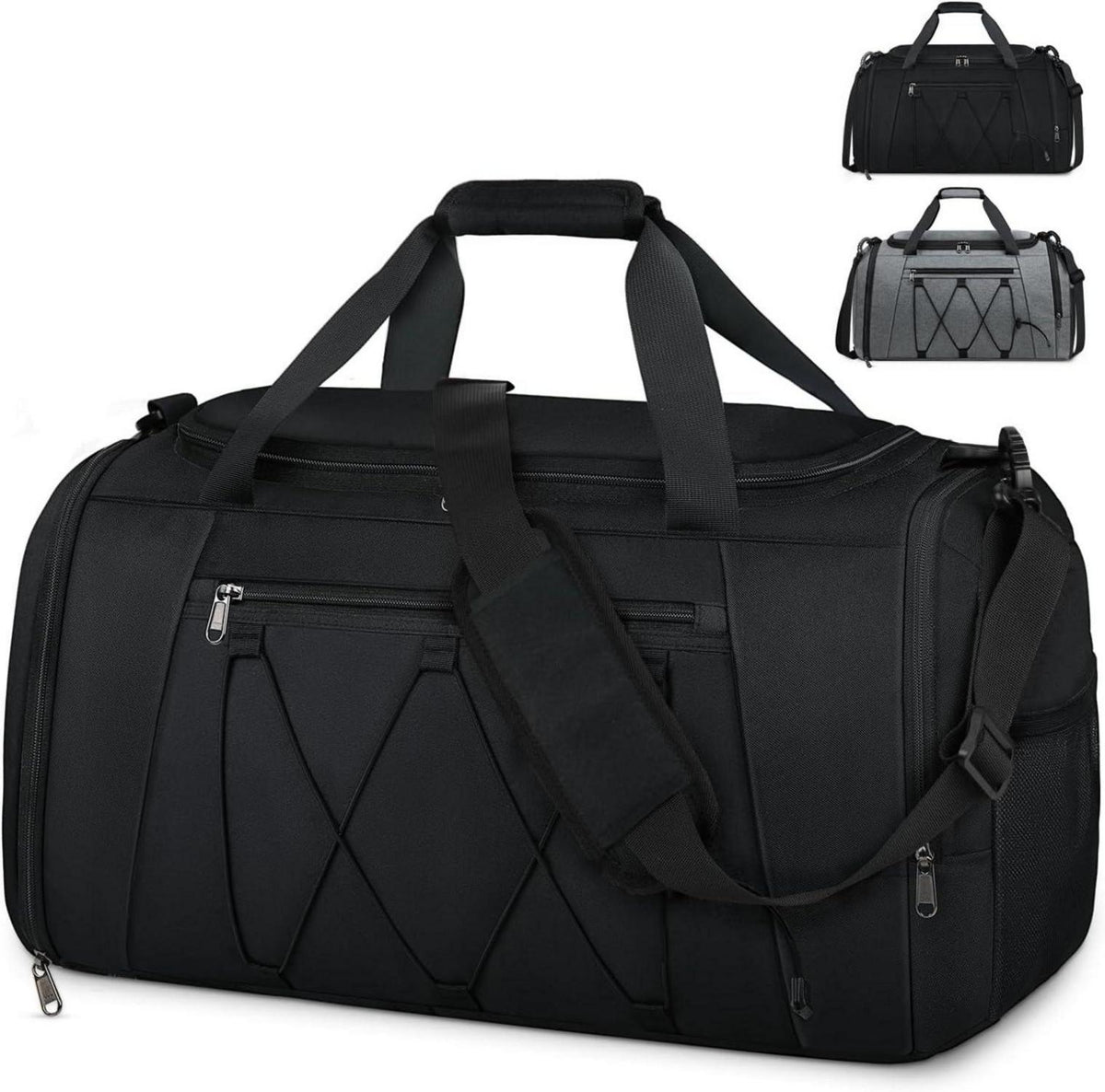 Sporttasche NUBILY 40L Schwarz Nassfach Schuhfach Duffle Gym Bag